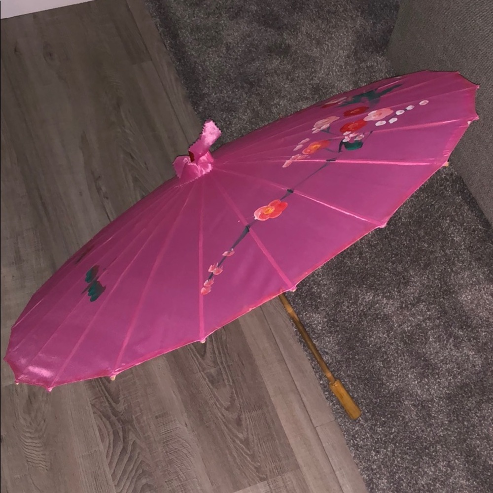 Pink hand painted Chinese umbrella